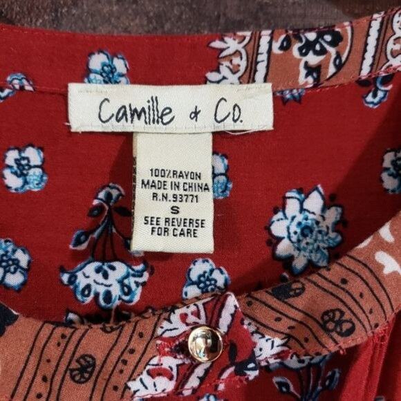 Camille & Co keyhole front boho pattern mini dress woman's size small - Picture 2 of 7